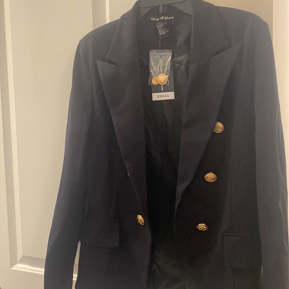 Women’s Blazer - SMALL - Black -  Gold Buttons - Attitude Unknown